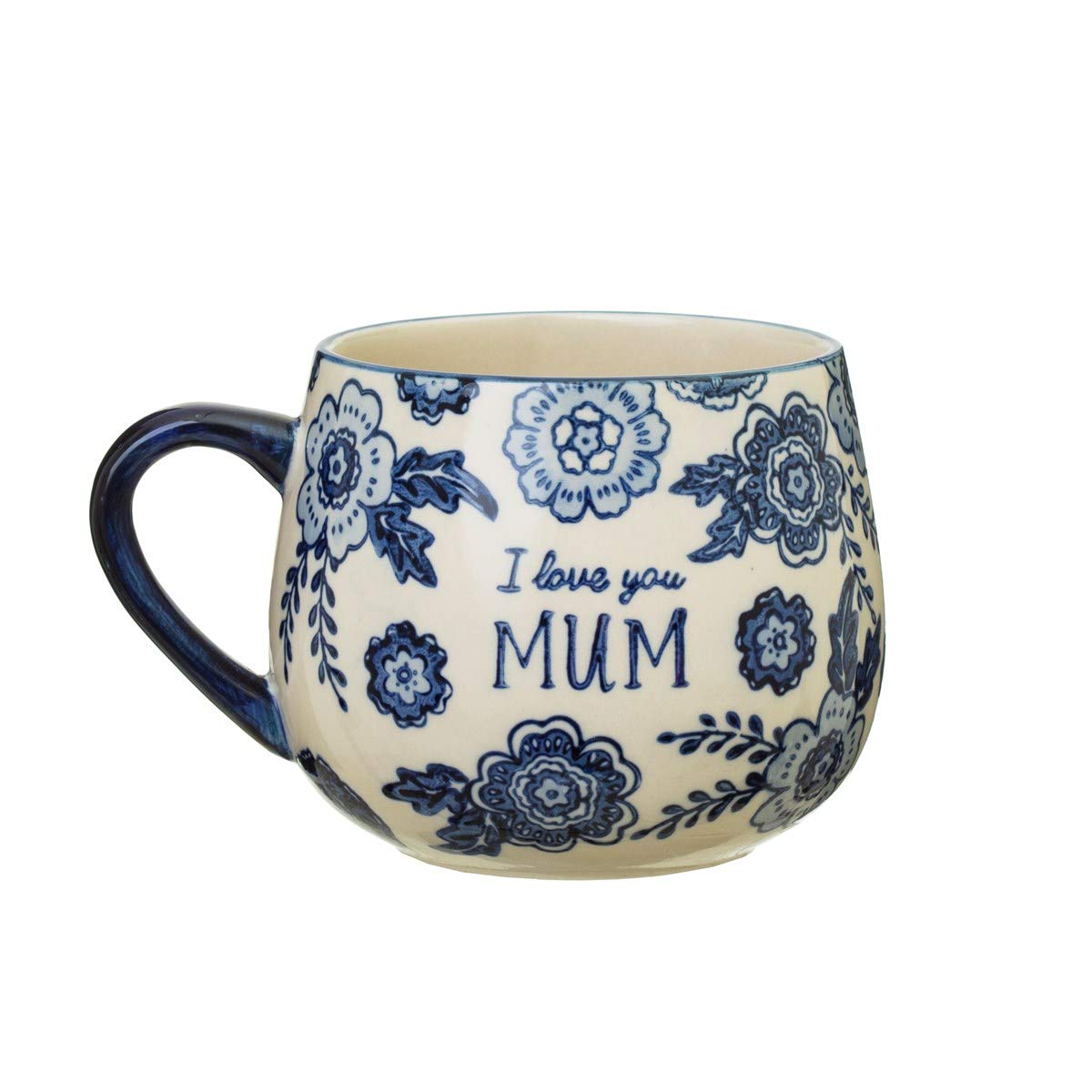 Sass & Belle Blue Willow Mum Mug – I Love You Mum Floral Coffee Tea Mug Gift for Her – Ceramic Cup for Mother's Day, Birthday, or Everyday Thoughtful Moments