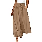 Eytino Womens Plus Size Wide Leg Pants Casual Elastic High Waist Flowy Pants Drawstring Palazzo Pants with Pockets(1X-5X)