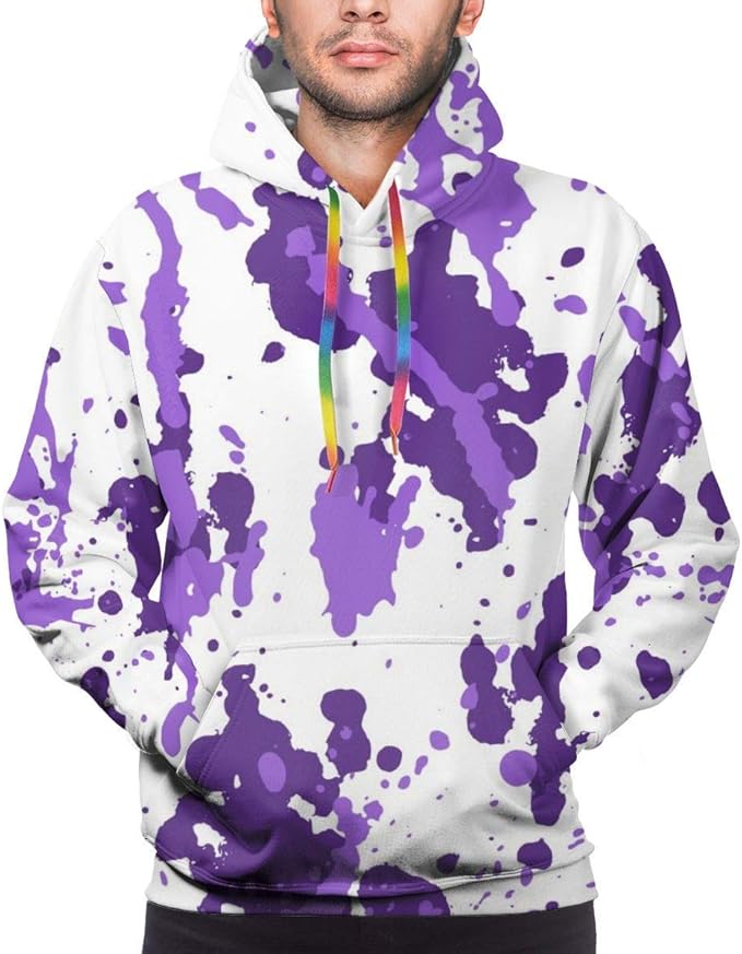 Men's Hoodie Purple Pattern Sweate Sweatshirt Men's Casual Hoodie Casual Top Hooded: Amazon.co 