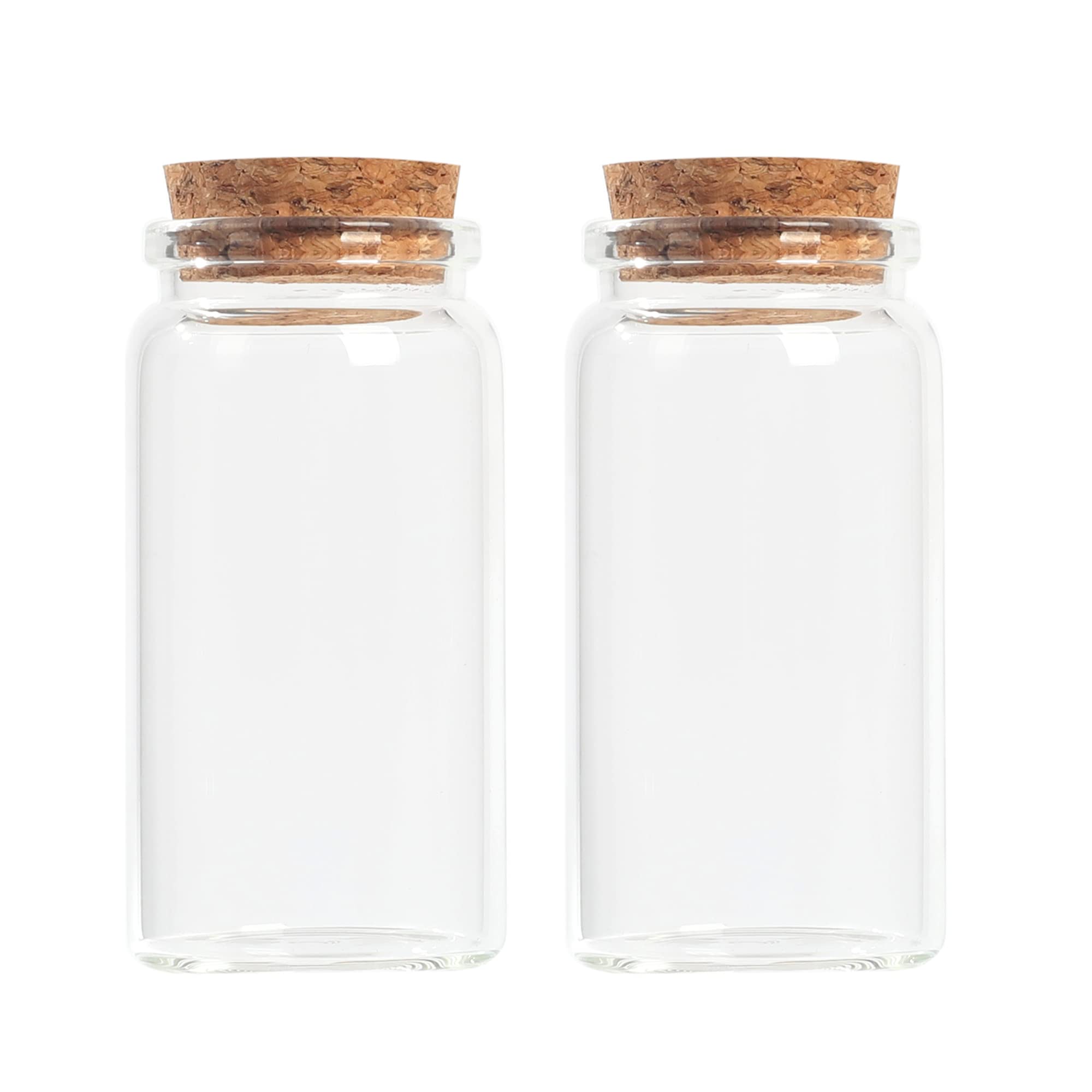 Magic Season Decorative Round Glass Bottles with Cork Stoppers (2 Pcs / 100 ml)