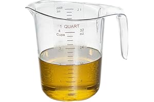 Restaurantware-Chef 101 1 Quart Measuring Jar, 1 Durable Measuring Beaker - Metric and Imperial Units, V-Shaped Spout, Clear 