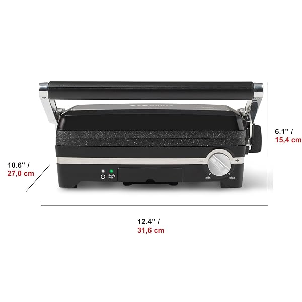 STARFRIT THE ROCK PANINI PRESS – ROCK.TEC NON-STICK REVERSIBLE PLATE – OPENS 180 DEGREES – ADJUSTABLE TEMPERATE CONTROL