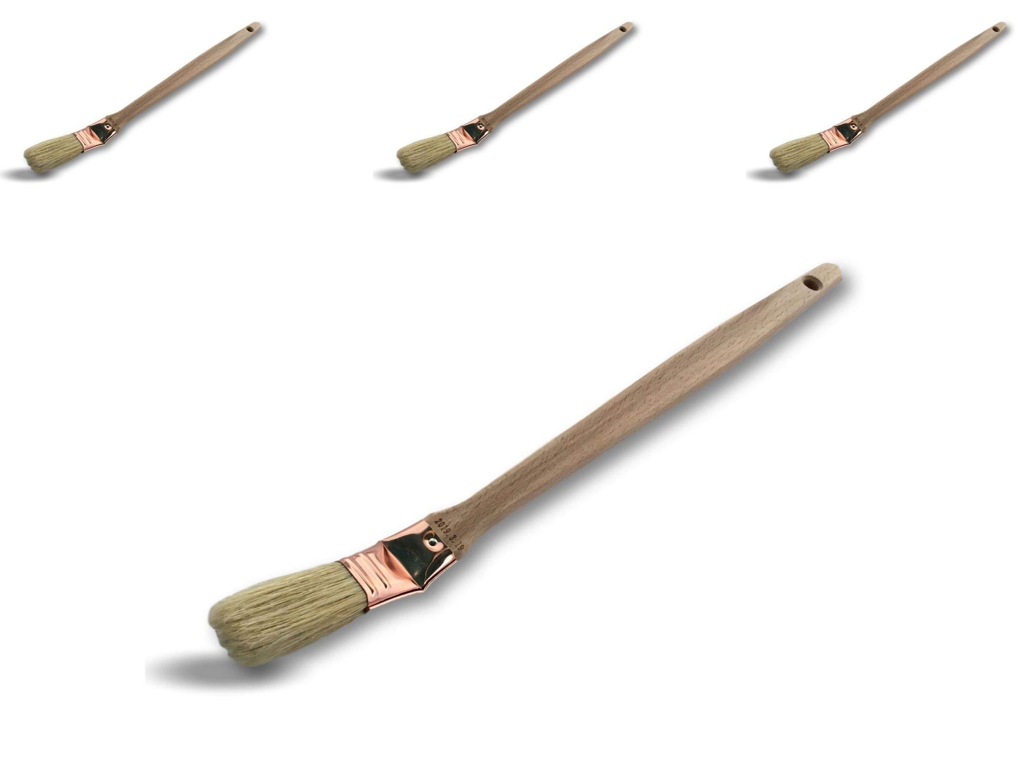 KIBROS 340P_20cx3 | Set of 3 | Flat Angled Head Brush for Radiators | Width 20 mm | White Silk Filling | Copper Ferrule | Wood Handle | Angles Blinds Corners Pipes, Edges