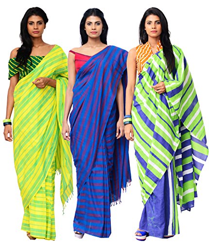 Shonaya Women's Printed Georgette Multicolor Half&Half Saree With Unstitched Blouse Piece