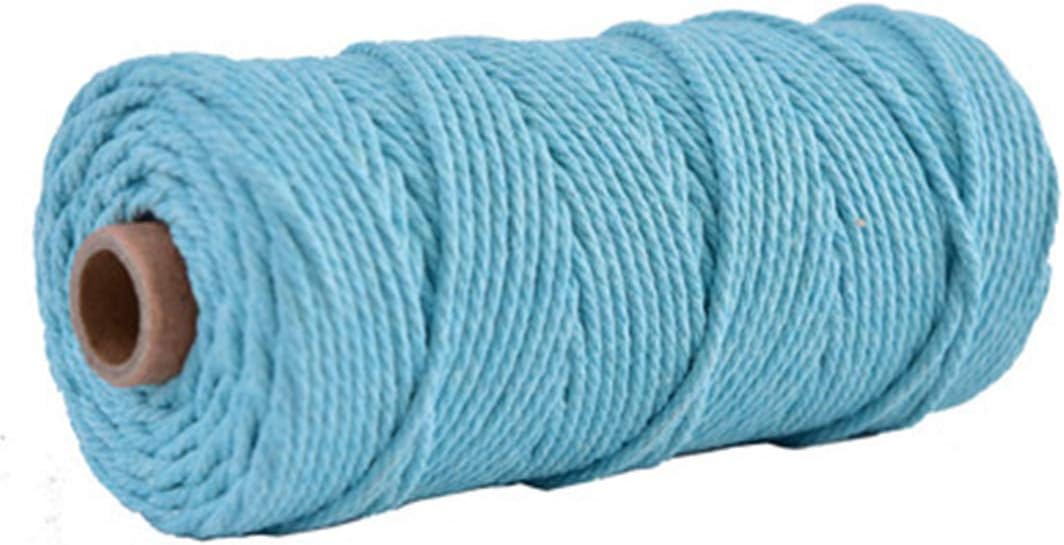 Macrame Cord 3mm 4mm -Black Gray White Cotton Cord -100% Natural Cotton String -Macrame Pattern -Craft Yarn -Rope (Sky Blue, 3mm)