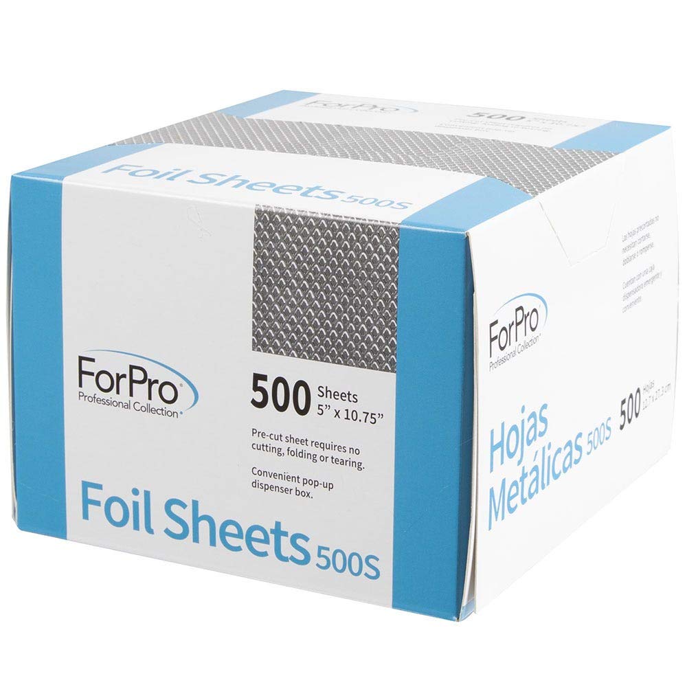 ForPro Embossed Foil Sheets 500S, Aluminum Foil, Pop-Up Dispenser, for Hair Color Application and Highlighting Services, Food Safe, 5” W x 10.75” L, 500-Count : Beauty