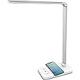 MCHATTE LED Desk Lamp with USB Charging Port, Dimmable Eye-Caring Table Lamps with Wireless Charger, 5 Brightness Levels & 5 Lighting Modes, Touch Control, Auto Timer