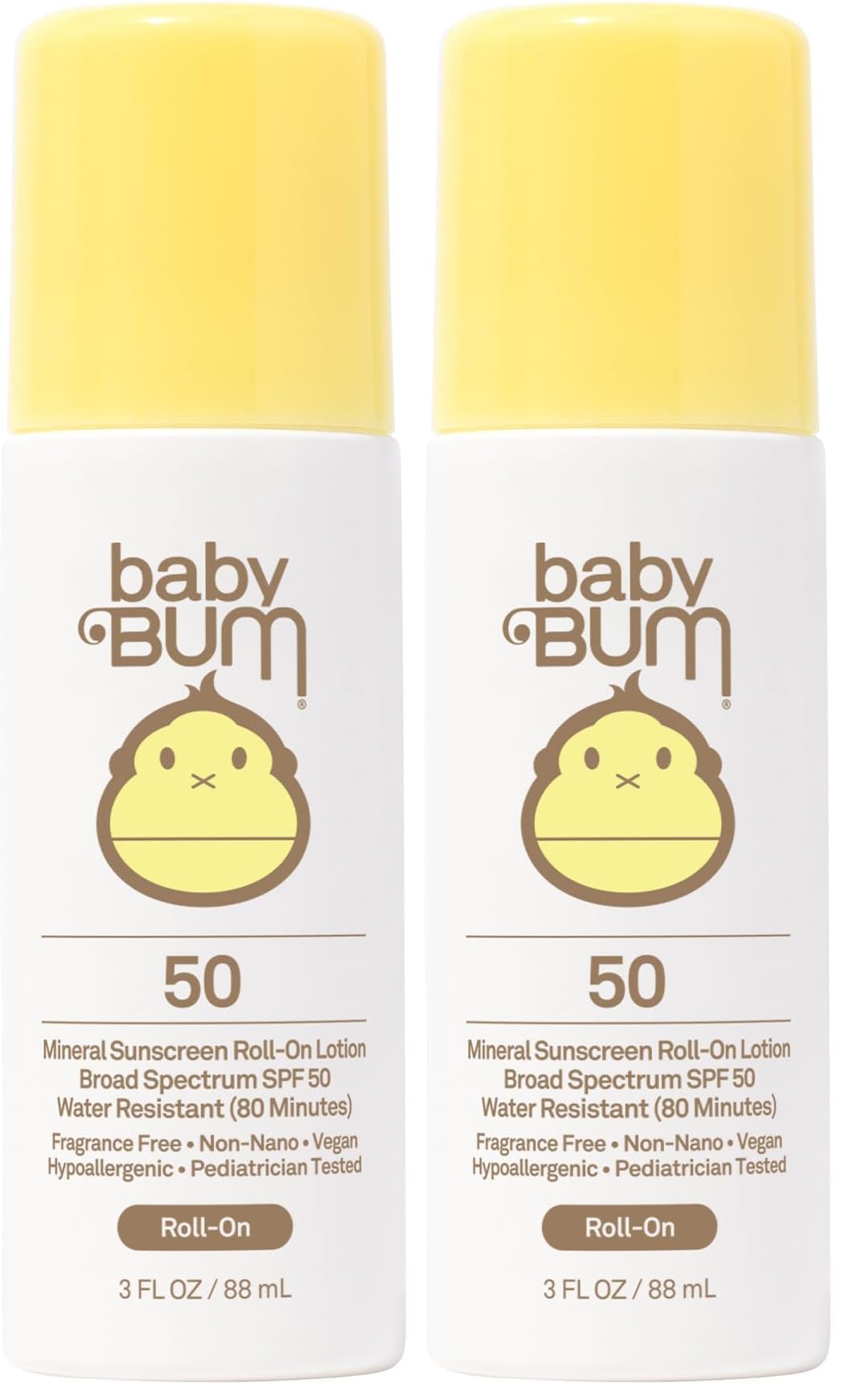 Baby Bum Mineral SPF 50 Roll-On Sunscreen | Vegan and Hawaii 104 Reef Act Compliant (Octinoxate & Oxybenzone Free) Broad Spectrum Moisturizing UVA/UVB Easy Roller Ball Sunscreen Lotion (Pack of 2) Image Baby Bum Mineral SPF 50 Roll-On Sunscreen | Vegan and Hawaii 104 Reef Act Compliant (Octinoxate & Oxybenzone Free) Broad Spectrum Moisturizing UVA/UVB Easy Roller Ball Sunscreen Lotion (Pack of 2) Image