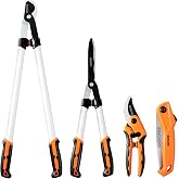 GARCARE 4-in-1 Garden Shears Pruning Set with Carbon Steel Sharp Blades | Bypass Pruning Shears, Compound Lopper, Hedge Shears &amp; Folding Saw, for Branches &amp; Shrubs