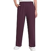Pintage Women's Petite Length Lounge Pants Wide Leg with Pockets