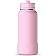 Hydrapeak 32oz Sport Insulated Water Bottle with Straw or Chug Lid, Leak & Spill Proof, Keeps Drinks Cold for 24 Hours, Hot for 12 Hours, Premium Stainless Steel Water Bottles (32oz, Pink)