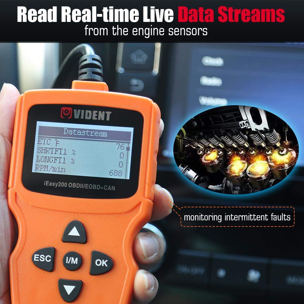 VIDENT iEasy200 OBDII/EOBD CAN Engine Light Scan Tool Car Code Reader with I/M Readiness (iEasy200)