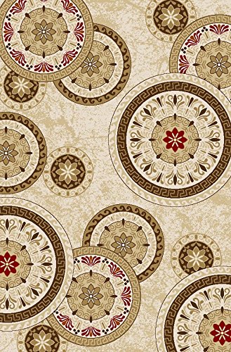 ADGO Non-Slip Rug Collection Rubber Back Washable Non-Skid Area Rugs | Throw Rugs for Entryway, Bedroom and Kitchen Thin Low Profile Indoor & Outdoor Floor Rug (3' x 5', AD10011R - Beige Red)