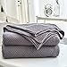 Longhui bedding Dark Grey 100% Cotton Lightweight Cable Knit Throw Blanket for Couch Sofa Bed Home Decorative, Bonus Laundering Bag, Dark Gray 50“ x 60”, Machine Washable
