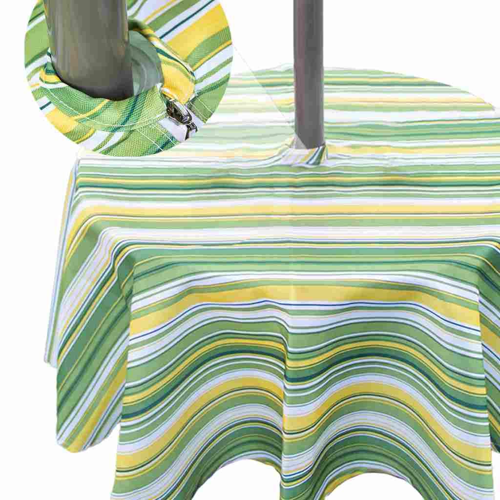 Zipper Floral Tablecloth Waterproof Polyester Fiber Stain Resistant With Parasol Hole Patio Table Cover Dizi248 Round Umbrella Tablecloth Tablecloths Garden Furniture Accessories