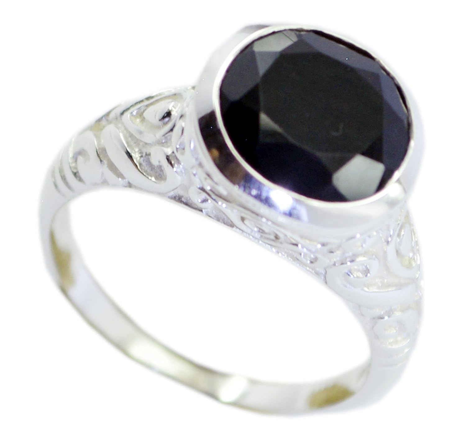 Jewelryonclick DamenStatementRinge aus echtem schwarzem OnyxSilber