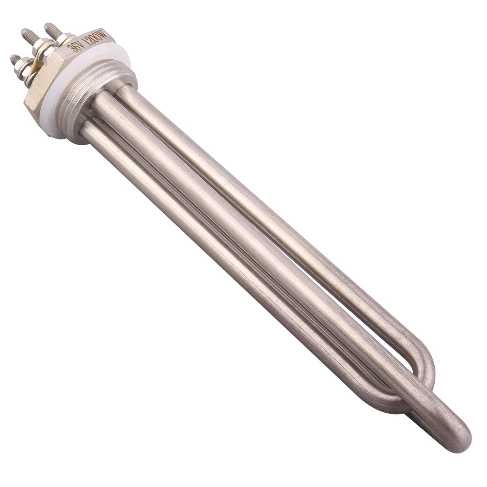 DERNORD 36V 1200W DC Submersible Water Heater Element Stainless Steel Heating Element with 1 Inch BSP Thread Fitting Double U Type