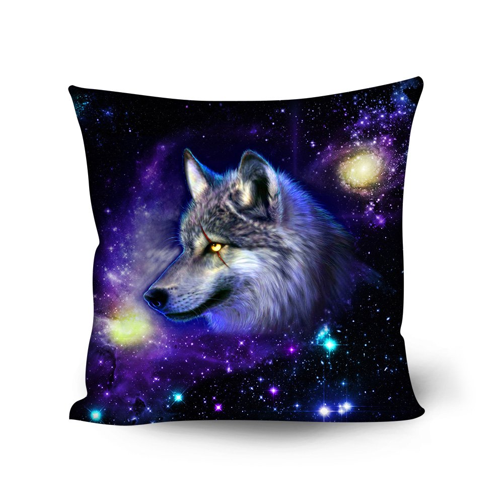 Showudesigns Galaxy Star Wolf Printing Pillow Case Cushion Covers for Home Decorative — image 1