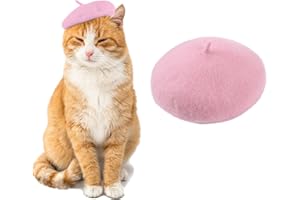 AWOCAN Dog Cat Beret Hat Pet French Beret Cap Headband with Adjustable Chin Strap Christmas Costume for Photo Props Party