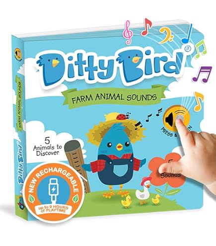 Ditty Bird Libro Musical Toca Y Siente – Descubre Colores Y Texturas Con Sonidos Reales – Juguete Montessori Para Bebés De 1 A 3 Años