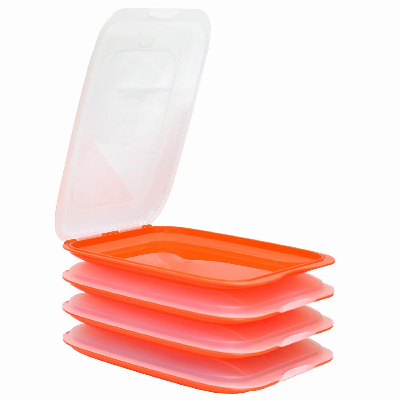 ENGELLAND - High quality stackable food storage boxes for cold cuts. Sausage containers. Perfect organisation in the fridge. Colour: orange, dimensions: 25 x 17 x 3.3 cm.
