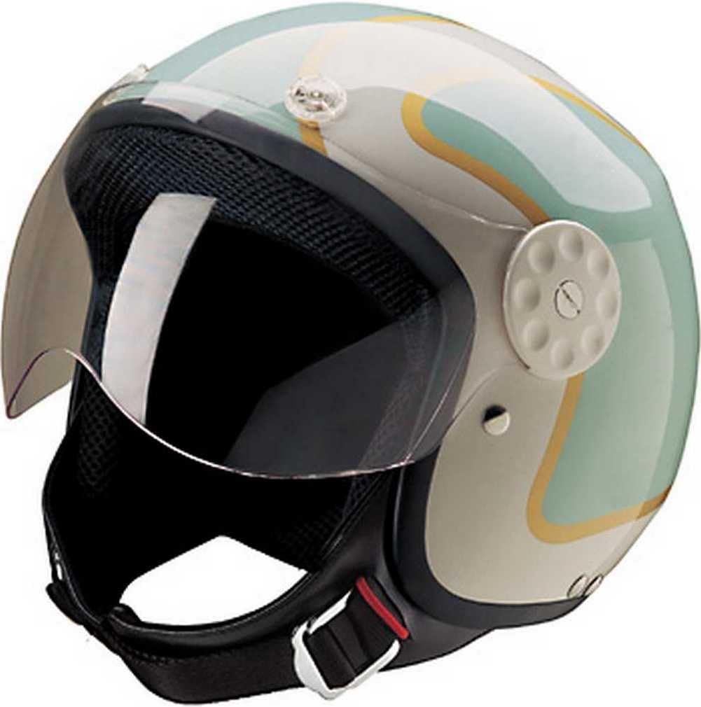 HCI Open Face Fiberglass Motorcycle Helmet Green/Gold w/Face Shield 15-660