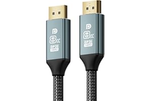 VisionSync 8K DisplayPort Cable 1.4,DP to DP Cable 10FT(VESA Certified,8K@60Hz/4K@144Hz/2K@240Hz),Braided 32.4Gbps Display Port Cables Cord Compatible FreeSync G-Sync HDR HDCP Gaming Monitor,TV,PC