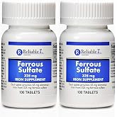 Ferrous Sulfate 325mg Iron Supplement (2-Pack) | Iron Pills | | 100 Iron Tablets per Bottle, 2-Pack