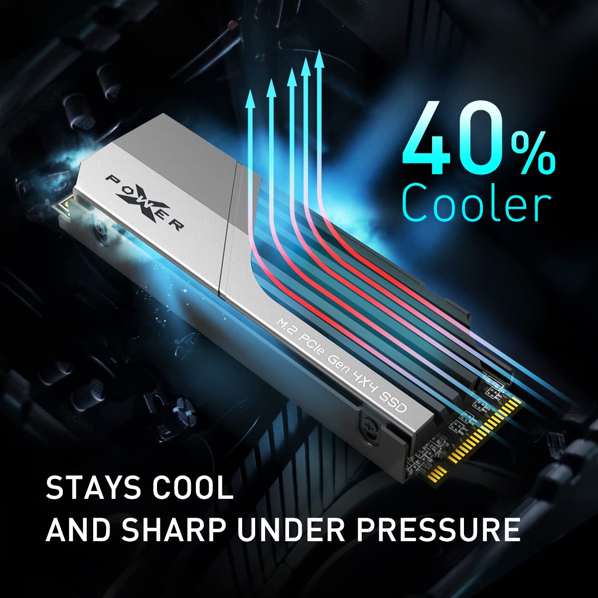 Silicon Power 4TB XS70 Nvme PCIe Gen4 M.2 2280 SSD R/W Up to 7,200/6,800 MB/s, DRAM Cache, with Built-in PS5 Heatsink, Compatible with PlayStation 5 (SP04KGBP44XS7005)