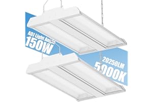 ALLSMARTLIFE LED Linear High Bay Light 2-Pack, 150W 20250LM 0-10V Dimmable 5000K Daylight, Adjustable Tilt Hanging LED High Bay Shop Lighting Fixtures for Garage Warehouse Workshop, ETL
