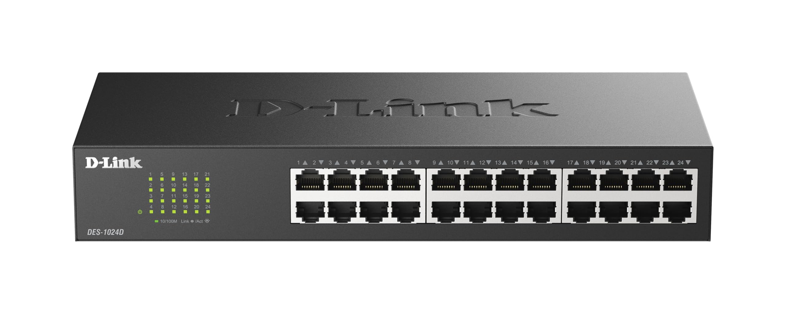 D-Link DES-1024D/B 24-Port Fast Ethernet Unmanaged Metal Desktop Switch - UK Version