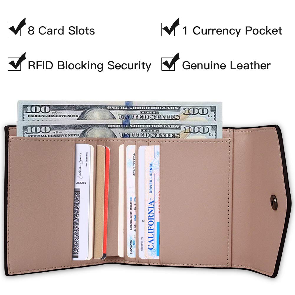 FT FUNTOR Small Leather Wallet for Women, Ladies Mini Wallet RFID Blocking Wallet for Women