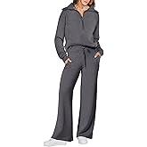 ANRABESS Women 2 Piece Outfits 2025 Fall Fashion Airport Wide Leg Pants Lounge Set Leisure Travel Vacation Clothes Sweatsuits