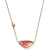 Kendra Scott Womens Margot Short Pendant Necklace Vintage Gold Pink Coral Iridescent Abalone One Size One Size