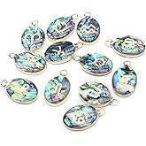 Zotoone Natural Shell Pendant Round Oval Gold Edging Freshwater White Abalone Shell Charms For Jewelry Making DIY Necklaces