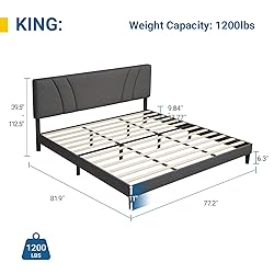 Avenco King Size Bed Frame, Upholstered Platform
