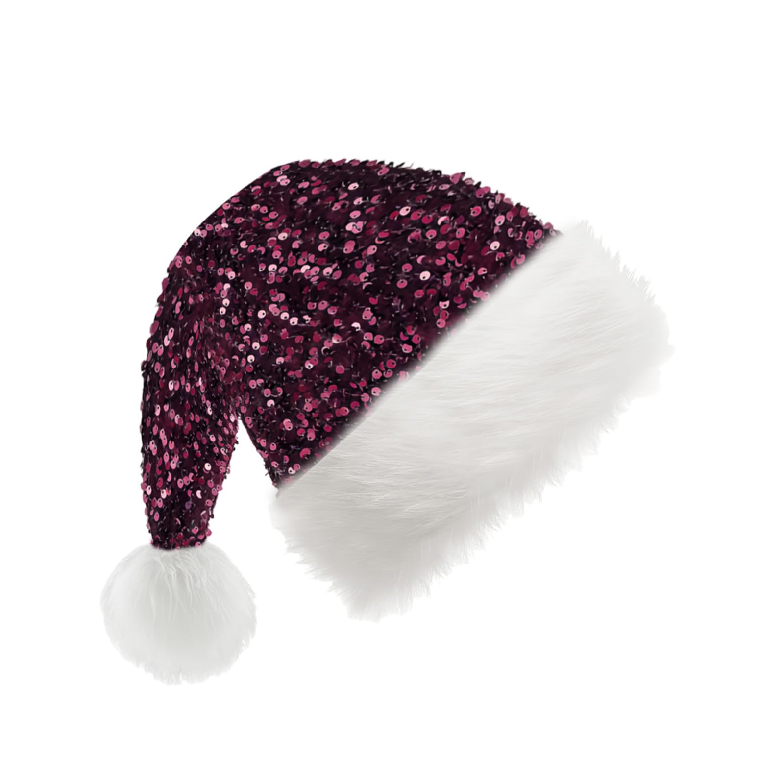 Claret Santa Hat Sparkly Christmas Hats for Adults,Kids,Father Christmas Hat Santa Costume,Sequin Xmas Hat Plush Luxury Santa Claus Hat,Christmas Party Hat Cap for Men Women Xmas Holiday New Year