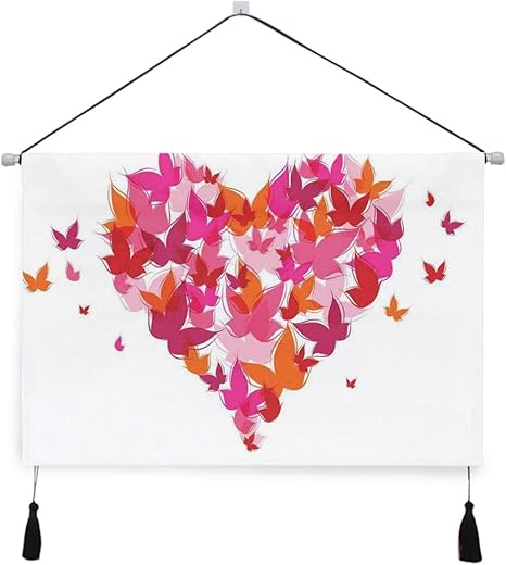 Amazon Co Jp Saiaos タペストリー 蝶でいっぱいのハートソウルメイトリアルトゥルーディープマイディアイラスト おしゃれ飾り おしゃれ 壁や窓の飾り ポスター 壁掛け ホーム キッチン