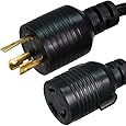 NEMA L6-20P to L6-30R Plug Adapter - 1 Foot, 20A/250V, 12/3 SJT - Iron Box # IBX-4488-01 (1 ft)
