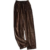 Jinda Men's Soft Pajamas Pant Fleece Fuzzy Pj Bottoms Flannel Straight Leg Winter Baggy Lounge