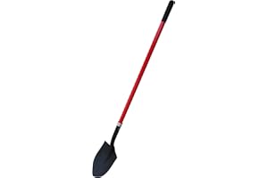 TABOR TOOLS Shovel with Rounded Blade and Long Straight 45 Inch Fiberglass Handle, Digging Spade. J202A. (Straight Handled, Round Blade)