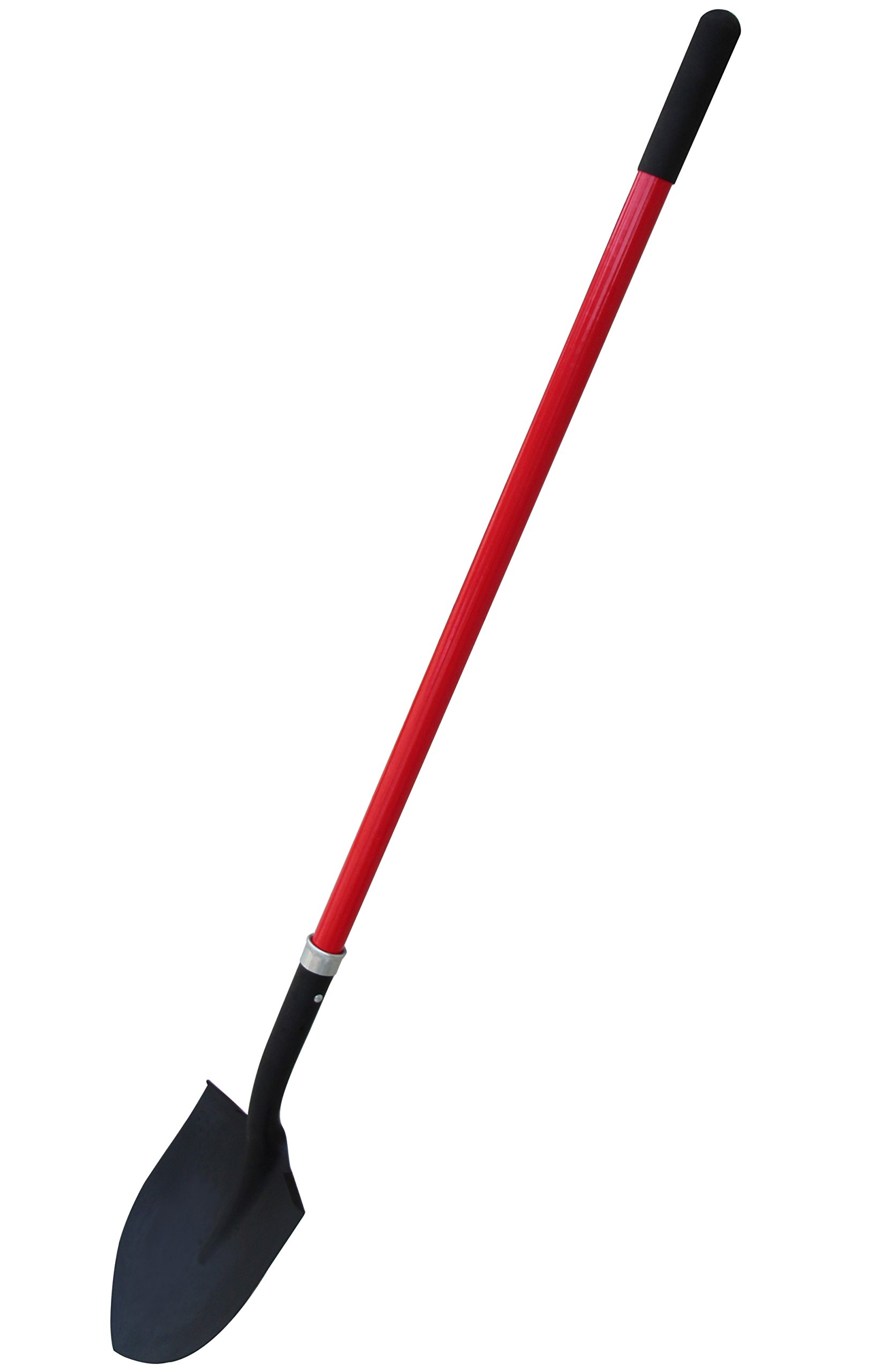 TABOR TOOLS J202 Digging Spade, Shovel with Rounded Blade and Strong Straight 45" Fiberglass Handle (Long Round Shovel)