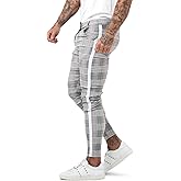GINGTTO Mens Plaid Dress Pants Stretch Chino Pants Men Slim Fit