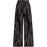 PRETTYGARDEN Womens Pants Dressy Casual Wide Leg Graphic Print Lounge Pants Women Comfy High Waist Pleated Palazzo Pants