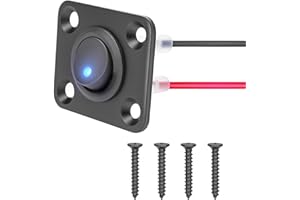 1 Gang Round Dot Lighted Rocker Switch Toggle Metal Panel with 20A 12V DC ON/Off SPST Switch Control for Home Auto Car Marine