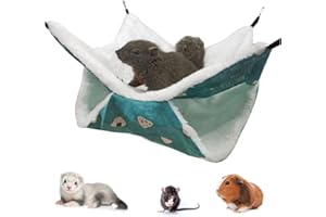 CASEETO LEFTSTARER Pet Small Animal Hanging Hammock Ferret Bunkbed Hammock Cage Toy for Hamster Rat Sugar Glider Parrot Guinea Pig Hideout Play Sleep (Sweet Candy)