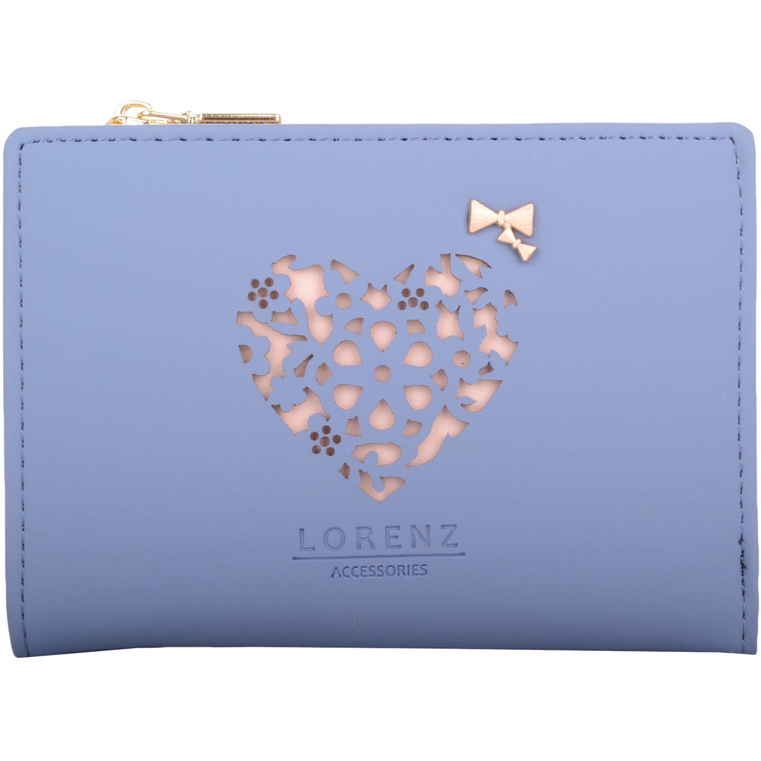 Womens Medium Smooth Faux Leather RFID Protected Money/Credit Card Purse - Cool Blue