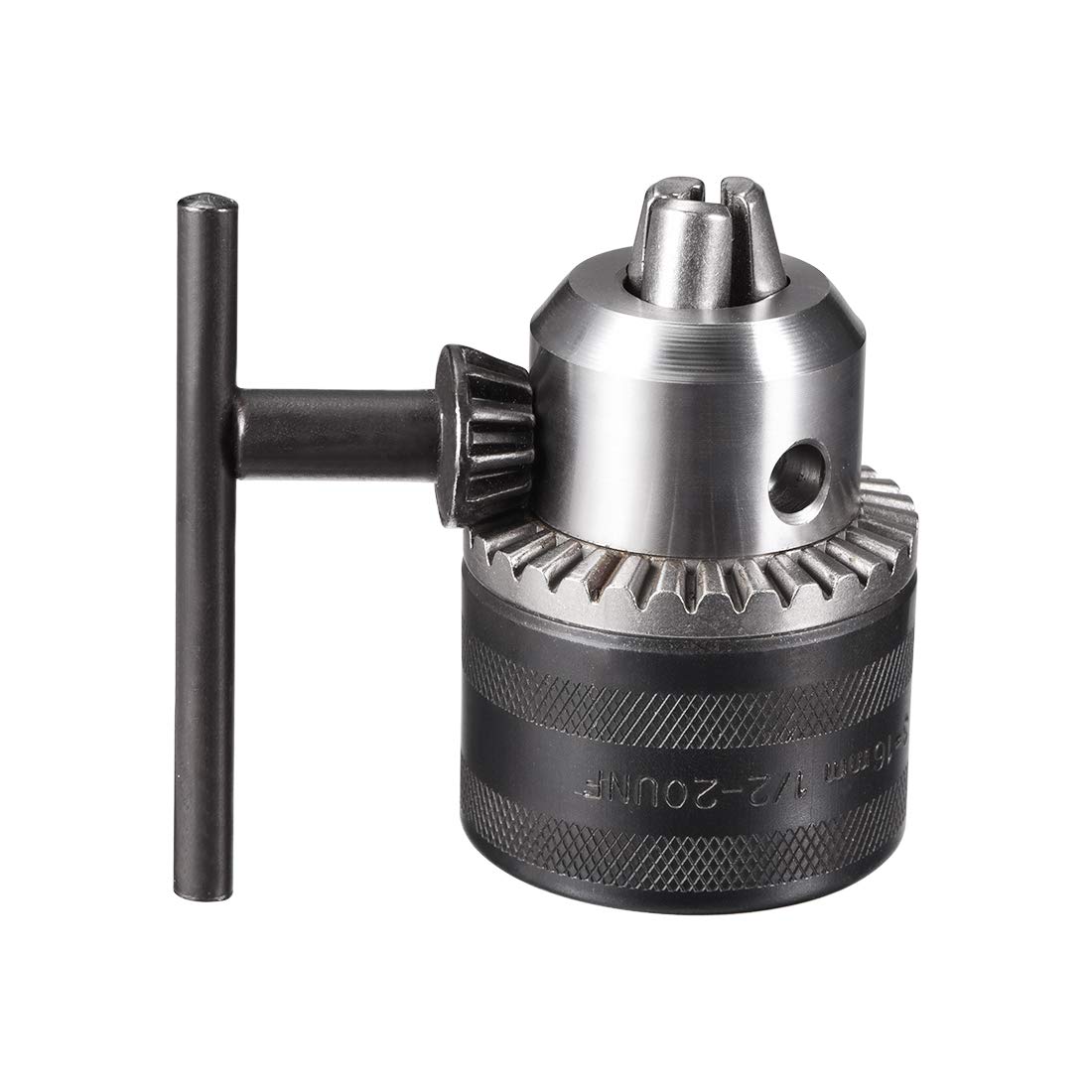 sourcing map Drill Chucks, 1/2-20UNF Threaded 3-16mm Capacity with Chuck Key for Electric Impact Corded Cordless Drill