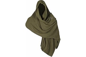 SYQBR Medieval Shawl Pirate Scarf with Pin, Post Apocalyptic Shaman Cowl Hood Retro Viking Bandana, Renaissance Costume