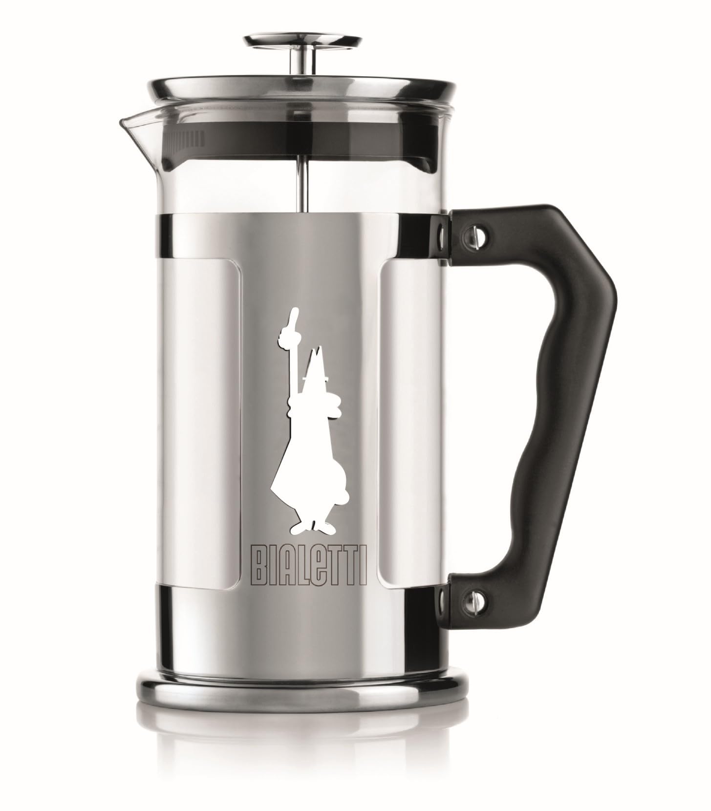 Bialetti Preziosa coffee press, French press filter for coffee or tea, stainless steel body and borosilicate glass container, dishwasher safe, 350 ml, for 3 cups